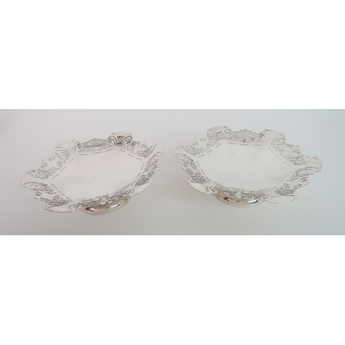 748 - A PAIR OF SILVER PEDESTAL CAKESTANDS