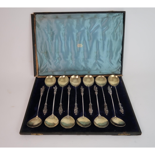 753 - A CASED SET OF VICTORIAN SILVER APOSTLE FRUIT SPOONS