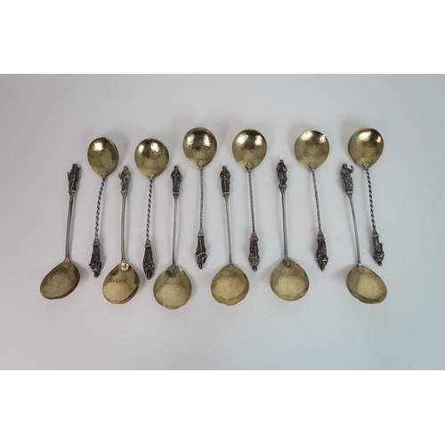 753 - A CASED SET OF VICTORIAN SILVER APOSTLE FRUIT SPOONS