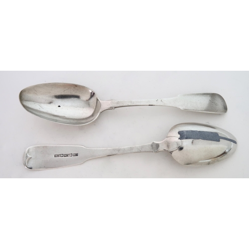 758 - A SET OF SIX PERTH SILVER FIDDLE PATTERN TABLE SPOONS