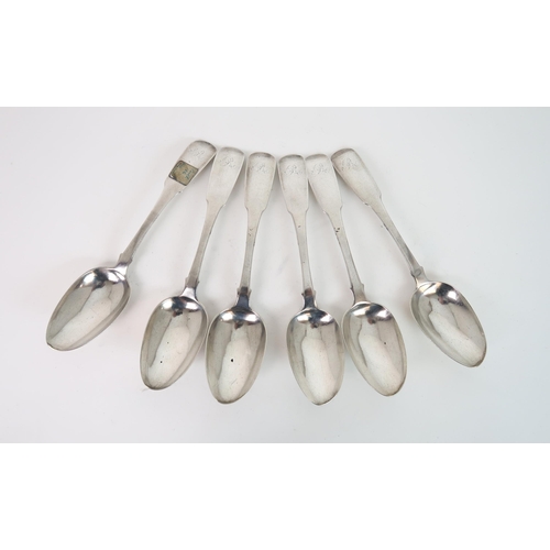 758 - A SET OF SIX PERTH SILVER FIDDLE PATTERN TABLE SPOONS