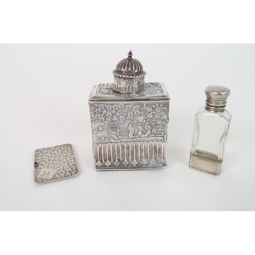 759 - A CONTINENTAL SILVER TEA CADDY AND COVER