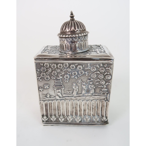 759 - A CONTINENTAL SILVER TEA CADDY AND COVER