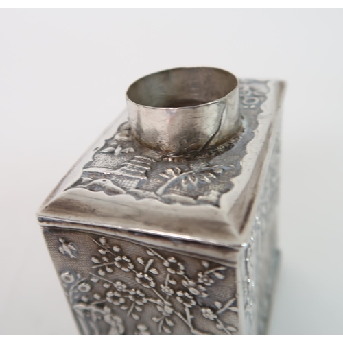 759 - A CONTINENTAL SILVER TEA CADDY AND COVER