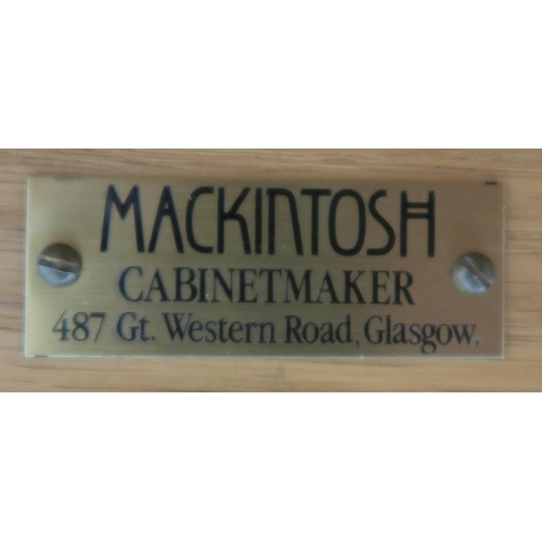 125 - A MODERN MACKINTOSH CABINET MAKER GLASGOW LIGHT OAK DINING TABLE WITH HEART FRIEZE