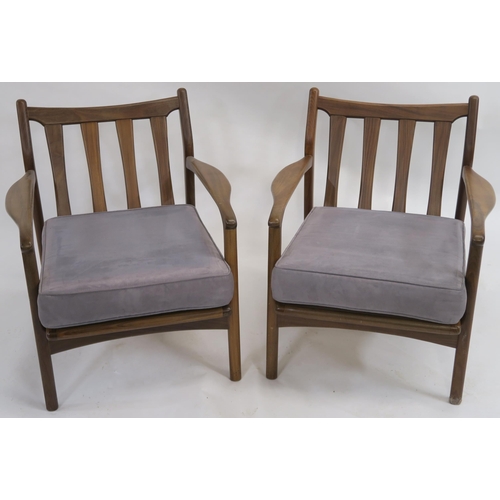 127 - A PAIR OF TOOTHIL MID CENTURY TEAK ARMCHAIRS