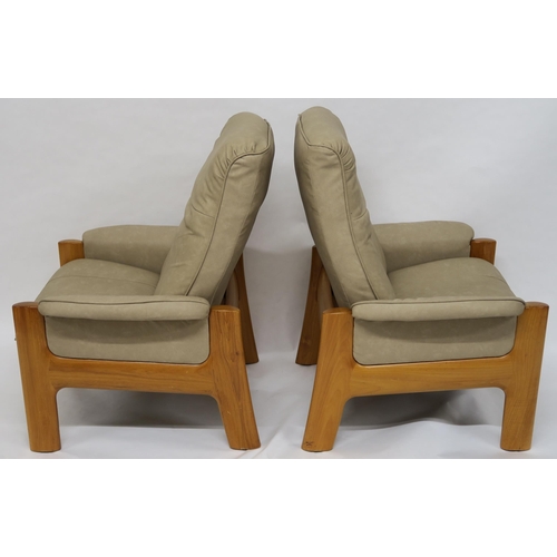 131 - AN EKORNESS STRESSLESS BEIGE LEATHER FOUR PIECE SUITE