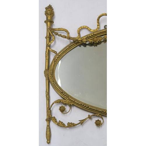 17 - TWO GILTWOOD AND GESSO OVAL WALL MIRRORS