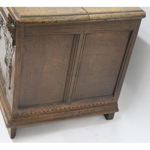 2 - AN OAK AND MARQUETRY COFFER