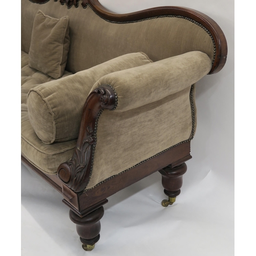 36 - A VICTORIAN MAHOGANY SCROLL BACK SETTEE