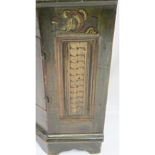 57 - A CONTINENTAL PAINTED PINE CORNER CUPBOARD