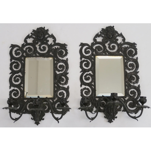 59 - A PAIR OF BRONZED WALL SCONCES