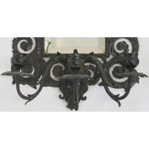 59 - A PAIR OF BRONZED WALL SCONCES