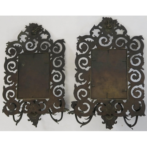 59 - A PAIR OF BRONZED WALL SCONCES