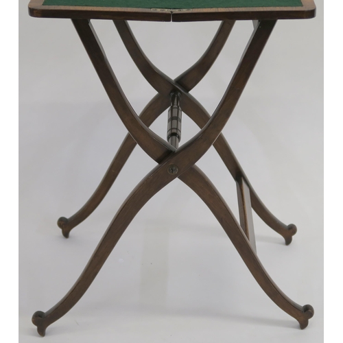 62 - A 19TH CENTURY ROSEWOOD CAMPAIGN CARD TABLE