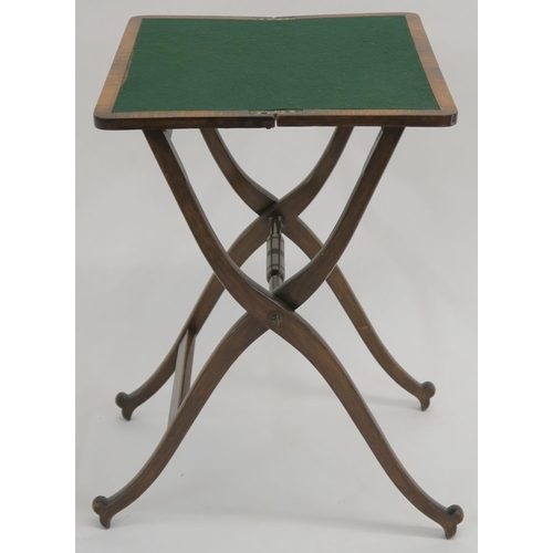 62 - A 19TH CENTURY ROSEWOOD CAMPAIGN CARD TABLE