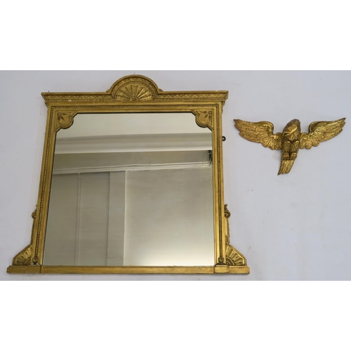 63 - A 19TH CENTURY GILTWOOD AND GESSO OVERMANTLE MIRROR