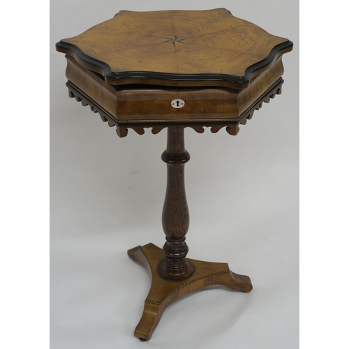 69 - A VICTORIAN WALNUT SEWING TABLE