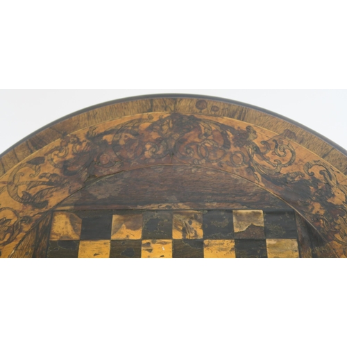 71 - A VICTORIAN INLAID  ROSEWOOD  CIRCULAR GAMES TABLE