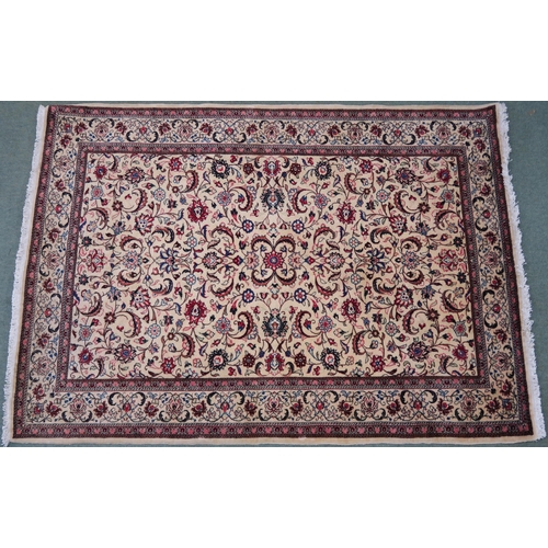 98 - A CREAM GROUND FINE KESHAN RUG