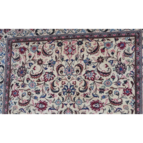 98 - A CREAM GROUND FINE KESHAN RUG