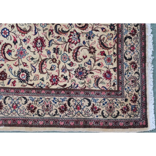 98 - A CREAM GROUND FINE KESHAN RUG