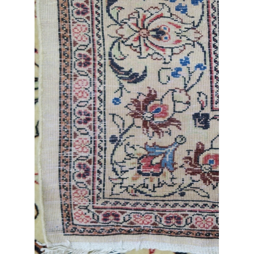 98 - A CREAM GROUND FINE KESHAN RUG