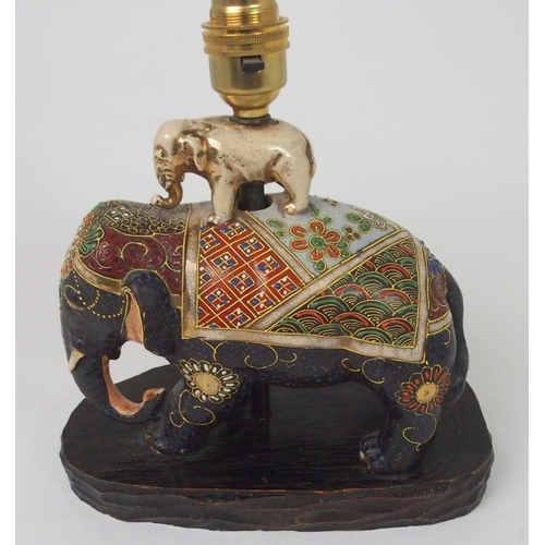 177 - A SATSUMA ELEPHANT TABLE LAMP