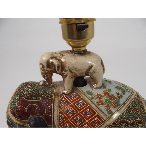 177 - A SATSUMA ELEPHANT TABLE LAMP