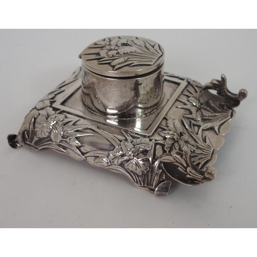 205 - A CHINESE SILVER INK STAND