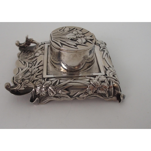 205 - A CHINESE SILVER INK STAND