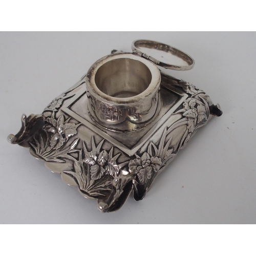 205 - A CHINESE SILVER INK STAND