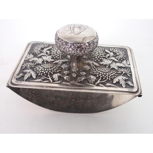 206 - A CHINESE WHITE METAL INK BLOTTER