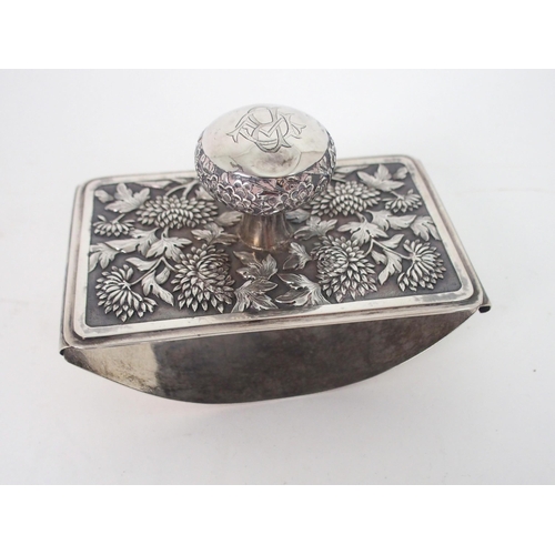 206 - A CHINESE WHITE METAL INK BLOTTER