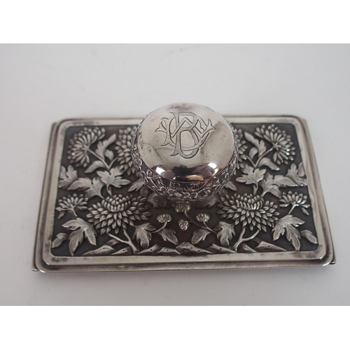 206 - A CHINESE WHITE METAL INK BLOTTER