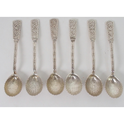 208 - A SET OF SIX CHINESE SILVER TEA SPOONS