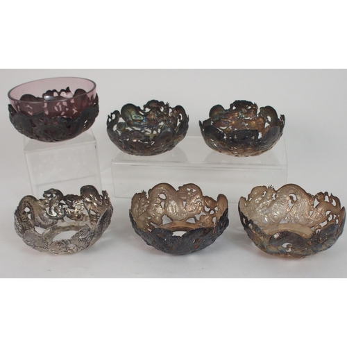 209 - A SET OF SIX CHINESE SILVER FINGER BOWLS