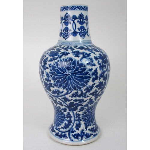 212 - A CHINESE BLUE AND WHITE BALUSTER VASE