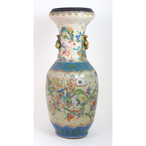 216 - A LARGE CANTON CRACKLEWARE LOBED VASE