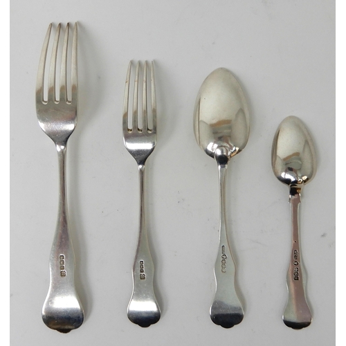 252 - A COMPOSITE PART SUITE OF SILVER CUTLERY