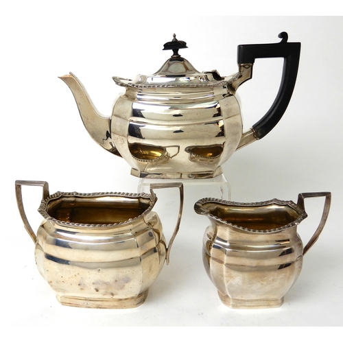 256 - A THREE PIECE SILVER TEA SERVICE