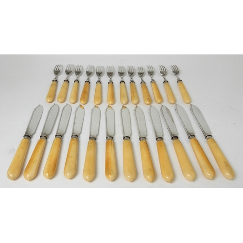 260 - A TWENTY FOUR PIECE SILVER AND BONE HANDLED FISH CUTLERY SET