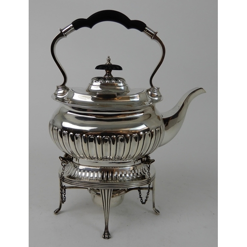 265 - A SILVER SPIRIT KETTLE