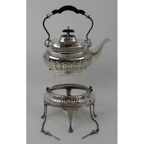 265 - A SILVER SPIRIT KETTLE