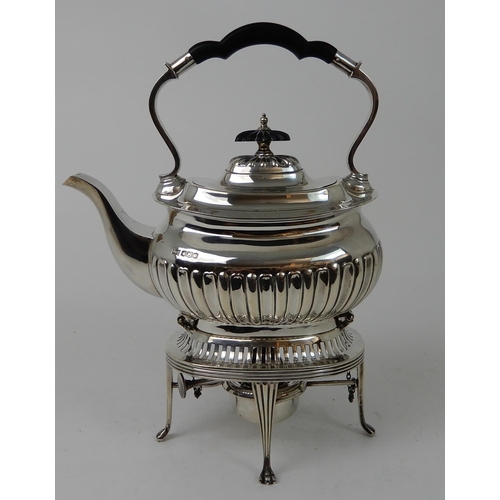 265 - A SILVER SPIRIT KETTLE