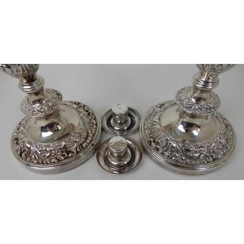 266 - A PAIR OF SILVER CANDLESTICKS