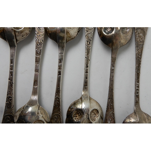 267 - A SET OF SIX ANTIQUE SILVER BERRY SPOONS