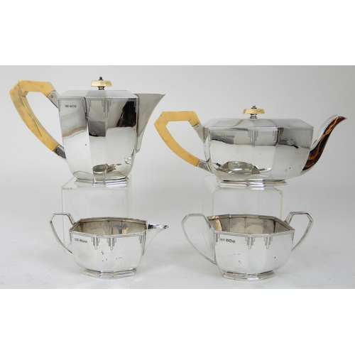 281 - A FOUR PIECE SILVER TEA SERVICE