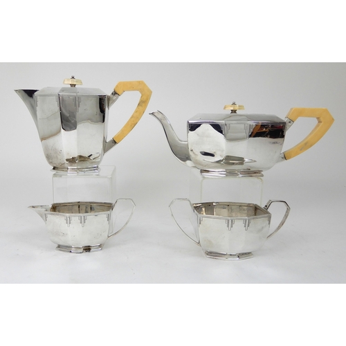 281 - A FOUR PIECE SILVER TEA SERVICE