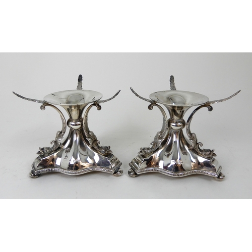 282 - A PAIR OF SILVER CENTREPIECE BOWL BASES